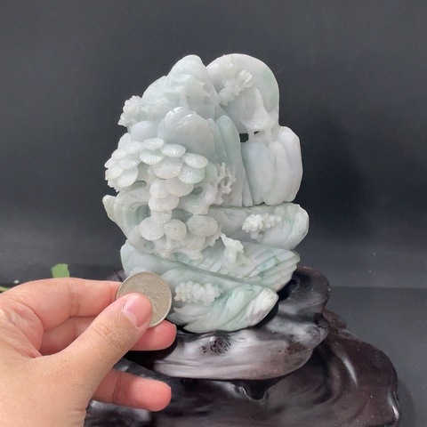 古玩玉器(特價(jià)清貨天然翡翠雕刻山水飾擺件(帶翡翠鑒定證書)拍賣,當(dāng)前價(jià)格1800元