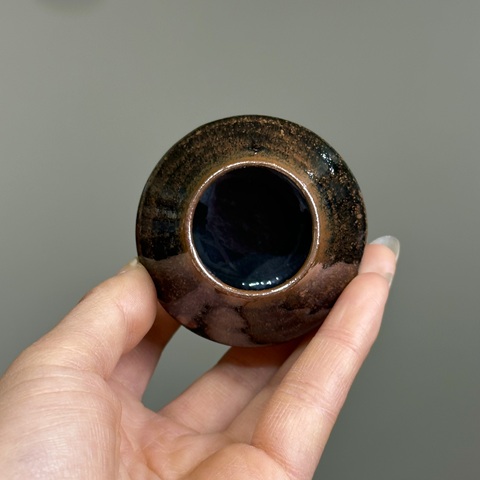 古玩陶瓷明代，窯變黑釉雞心罐拍賣，當(dāng)前價(jià)格96元