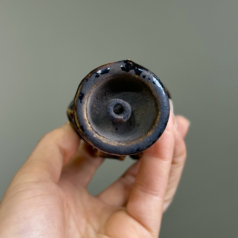 古玩陶瓷明清，磁州窯、黑釉人物造型燭臺拍賣，當前價格1600元