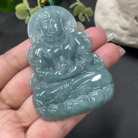 古玩玉器(特價清)——(天然翡翠觀音掛件(帶翡翠鑒定證書)拍賣,當前價格580元