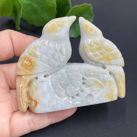 古玩玉器(特價虧出)天然翡翠雕刻鴛鴦題材擺件(帶翡翠鑒定證書)拍賣,當(dāng)前價格688元