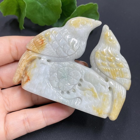 古玩玉器(特價虧出)天然翡翠雕刻鴛鴦題材擺件(帶翡翠鑒定證書)拍賣,當(dāng)前價格688元