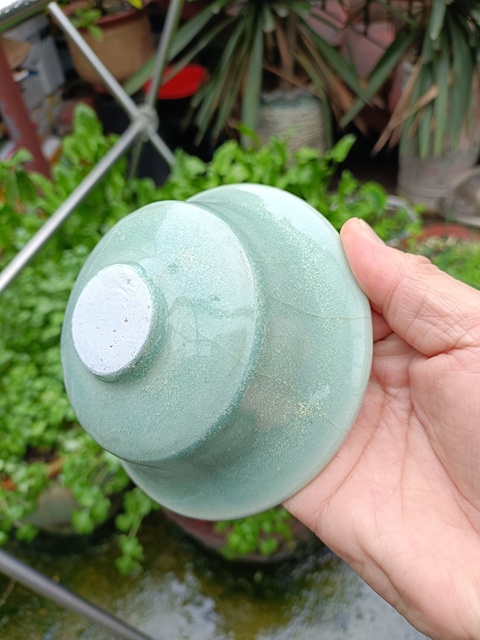 古玩陶瓷宋末元初龍泉青瓷冰裂紋粉青釉茶盞拍賣，當前價格2980元