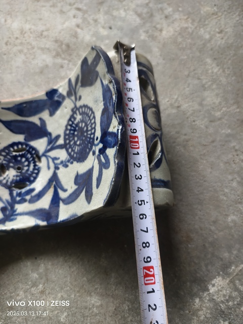 古玩陶瓷青花花卉紋元寶瓷枕拍賣,當(dāng)前價(jià)格1680元