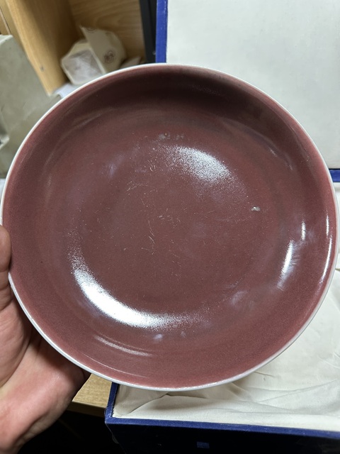 古玩陶瓷祭紅釉盤拍賣，當前價格99999元