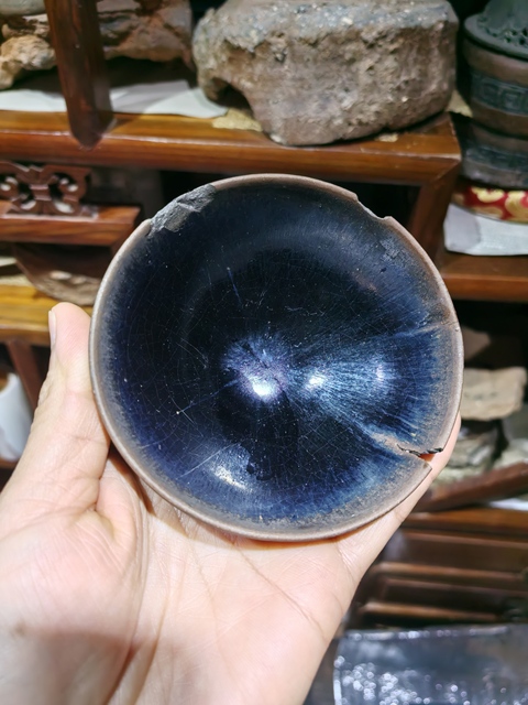 古玩陶瓷南宋建窯銀藍兔毫小盞拍賣，當前價格6600元