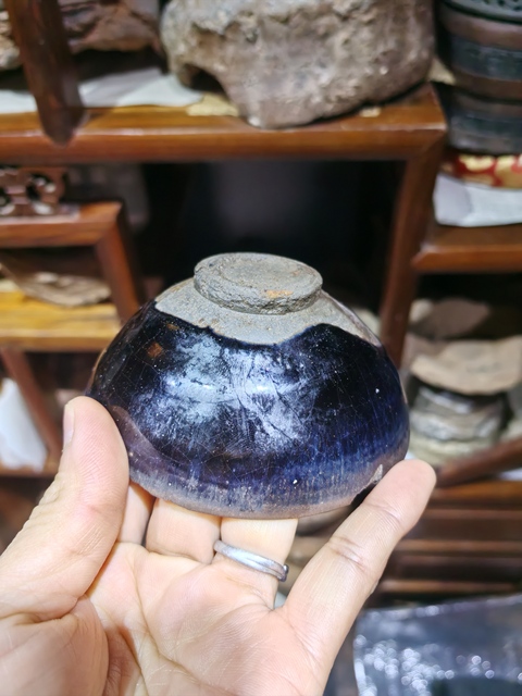 古玩陶瓷南宋建窯銀藍兔毫小盞拍賣，當前價格6600元