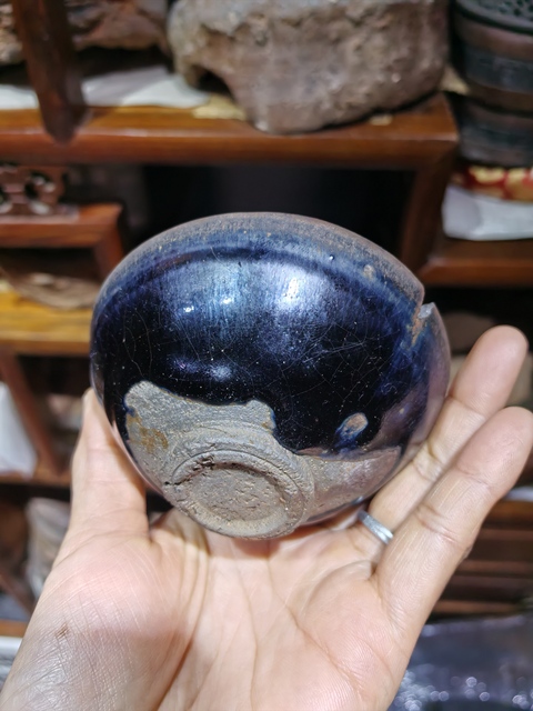 古玩陶瓷南宋建窯銀藍兔毫小盞拍賣，當前價格6600元