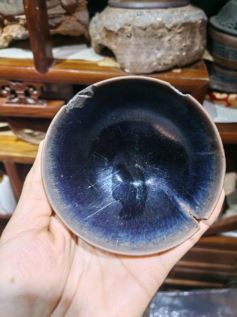 古玩陶瓷南宋建窯銀藍兔毫小盞拍賣，當前價格6600元