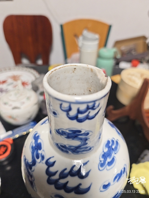 古玩陶瓷晚清青花長頸雞腿瓶(長頸梅瓶)拍賣,當前價格1888元