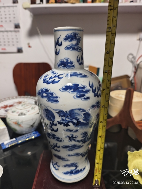 古玩陶瓷晚清青花長頸雞腿瓶(長頸梅瓶)拍賣,當前價格1888元