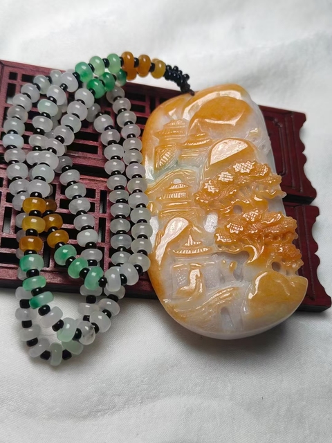 古玩玉器天然翡翠山水紋飾牌(帶翡翠鑒定證書)拍賣,當前價格1600元
