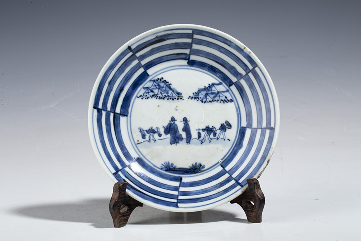 古玩陶瓷明晚·青花高士出游紋盤拍賣，當前價格2680元