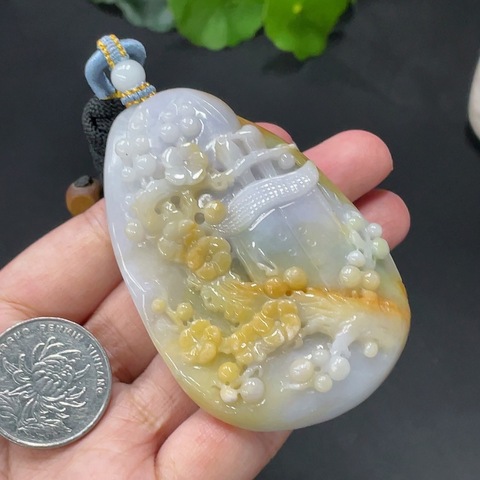 古玩玉器天然翡翠喜上眉梢玉墜(帶鑒定證書)拍賣,當前價格1880元