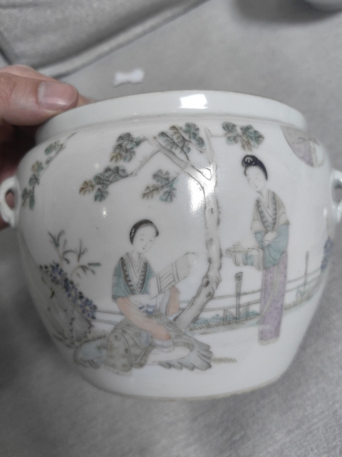 古玩陶瓷仕女紋四系粥罐拍賣，當前價格600元