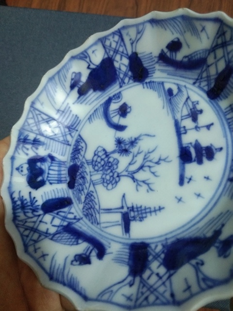 古玩陶瓷清康熙青花漁家樂圖花口盤拍賣,當(dāng)前價格388元