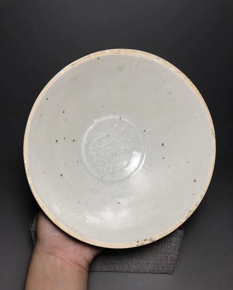 古玩陶瓷宋，青白釉六出筋雙魚碗拍賣，當前價格1800元