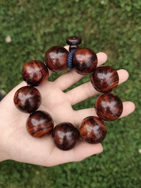 古玩雜項當代?海南黃花梨手串(27mm、高貨)拍賣,當前價格1388元