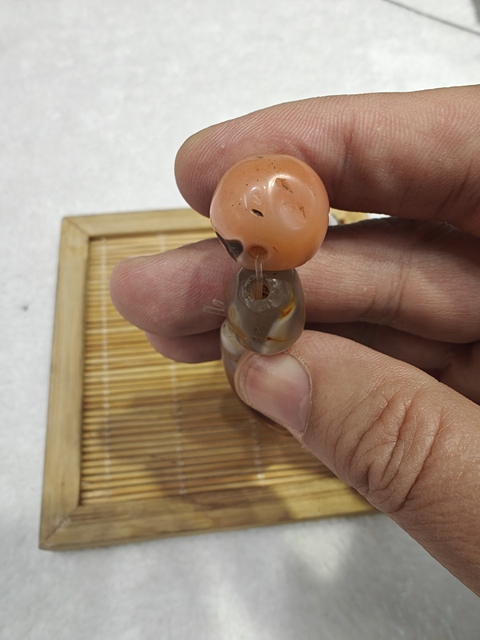 古玩玉器清代藏傳料器六眼天珠拍賣,當前價格2800元