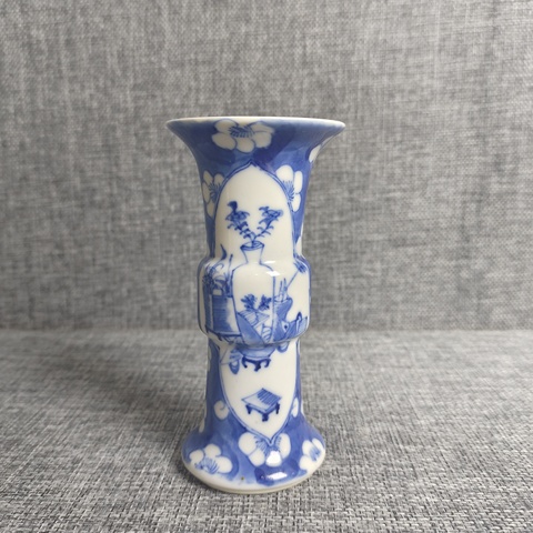 古玩陶瓷青花冰梅花卉紋花觚拍賣，當前價格2000元