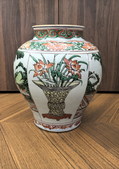 古玩陶瓷順治(簪花及第)五彩罐拍賣,當(dāng)前價(jià)格98888元