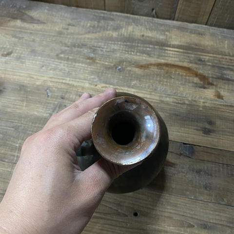 古玩陶瓷窯變褐釉撇口瓶拍賣，當前價格380元