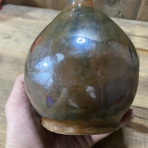 古玩陶瓷窯變褐釉撇口瓶拍賣，當前價格380元