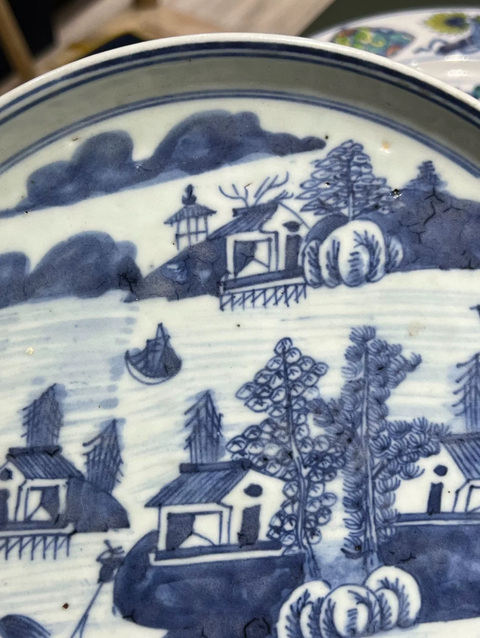 古玩陶瓷青花山水人物茶盤拍賣,當前價格4800元