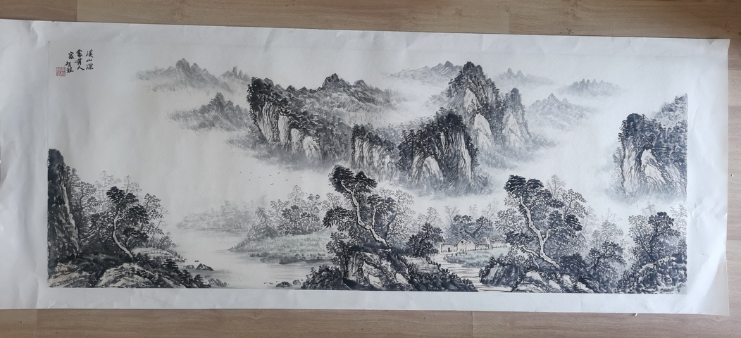 古玩字畫中美協會員當代浙江山水名家黃智程山水溪山深處有人家拍賣，當前價格1888元