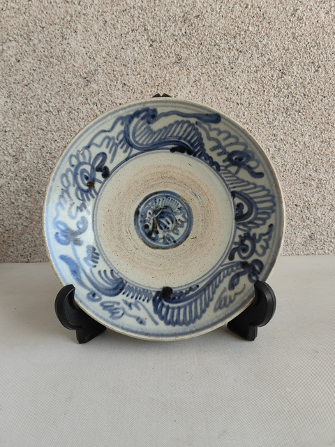 古玩陶瓷青花夔龍紋盤拍賣,當前價格680元