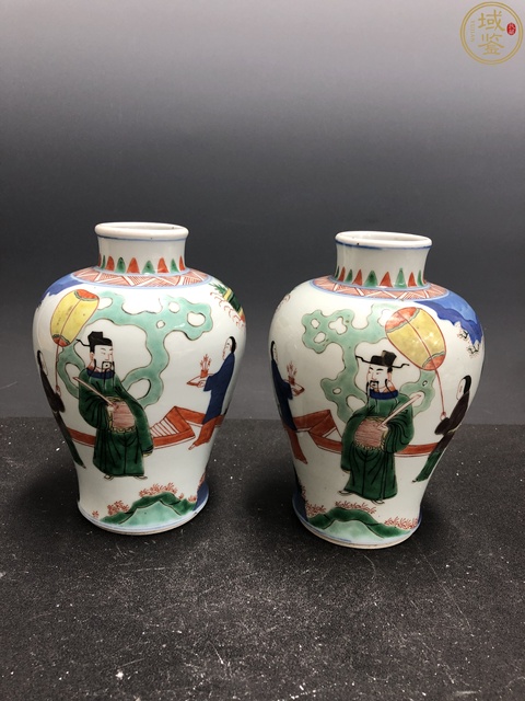 古玩陶瓷五彩人物故事紋梅瓶一對拍賣,當前價格19999元