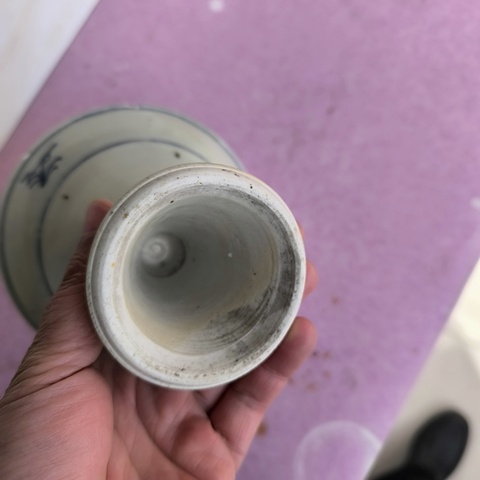古玩陶瓷青花淡描花卉紋高足盤拍賣，當前價格660元