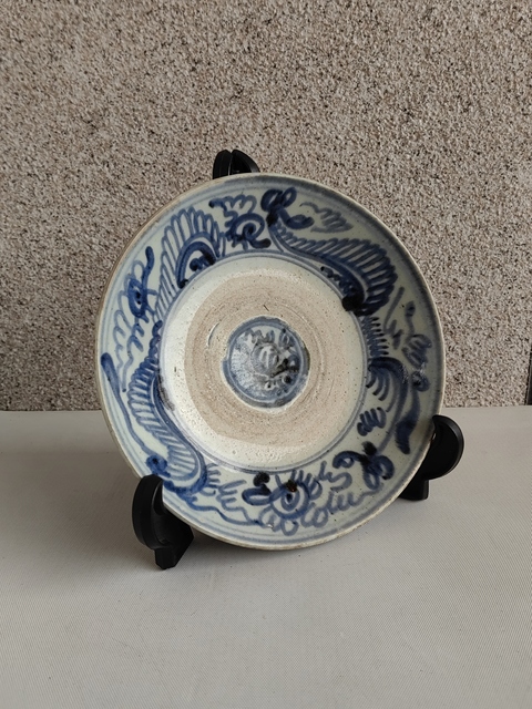 古玩陶瓷青花夔龍紋盤拍賣,當前價格680元