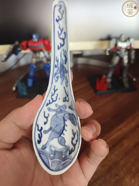 古玩陶瓷青花海獸紋勺拍賣,當前價格688元
