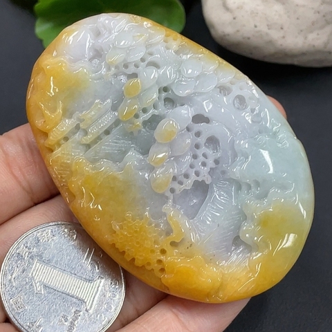 古玩玉器天然翡翠掛件帶翡翠證書(帶玉繩,會綁好)拍賣,當前價格2000元