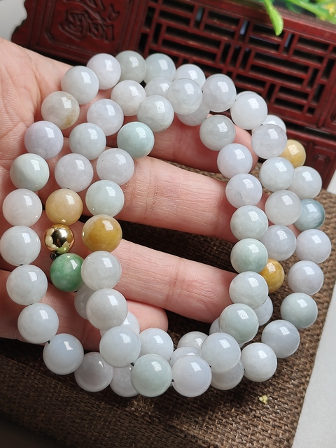 古玩玉器天然翡翠珠串拍賣,當(dāng)前價(jià)格680元
