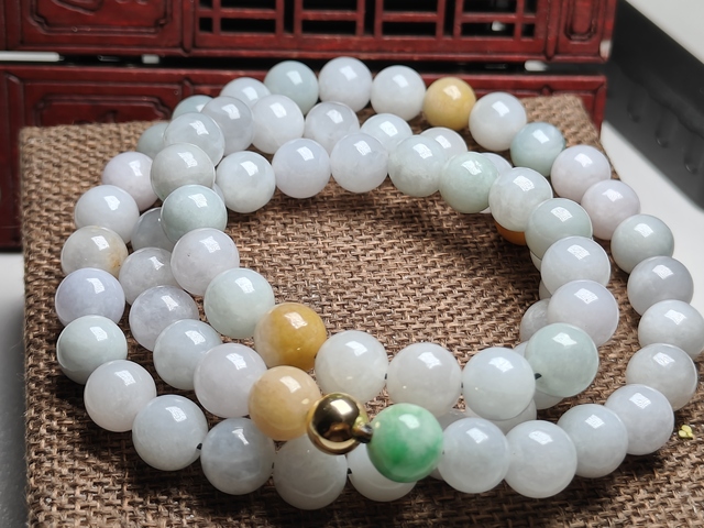 古玩玉器天然翡翠珠串拍賣,當(dāng)前價(jià)格680元