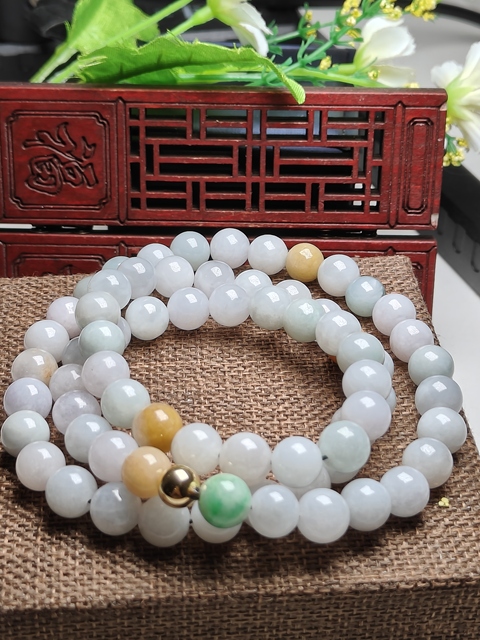 古玩玉器天然翡翠珠串拍賣,當(dāng)前價(jià)格680元