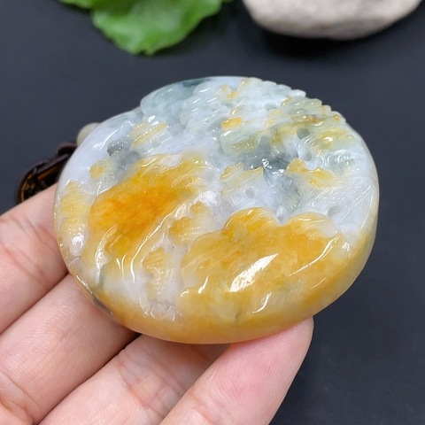 古玩玉器天然翡翠山水玉墜(帶翡翠鑒定證書)拍賣，當前價格788元