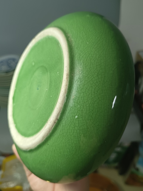 古玩陶瓷創匯時期綠哥釉水洗拍賣,當前價格200元