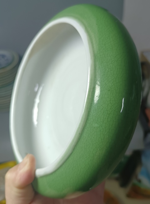古玩陶瓷創匯時期綠哥釉水洗拍賣,當前價格200元
