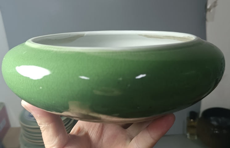 古玩陶瓷創匯時期綠哥釉水洗拍賣,當前價格200元