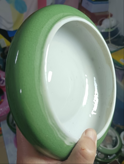 古玩陶瓷創匯時期綠哥釉水洗拍賣,當前價格200元