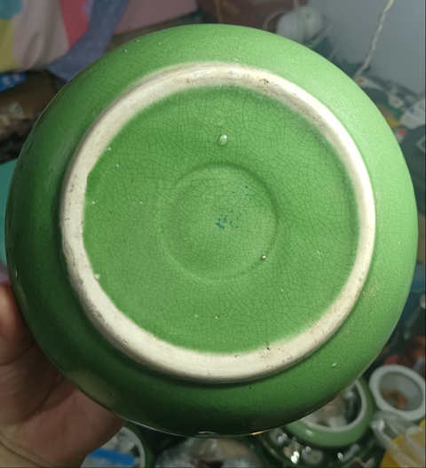 古玩陶瓷創匯時期綠哥釉水洗拍賣,當前價格200元