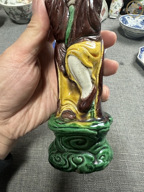 古玩陶瓷晚清素三彩鐵拐李造像拍賣,當前價格3500元