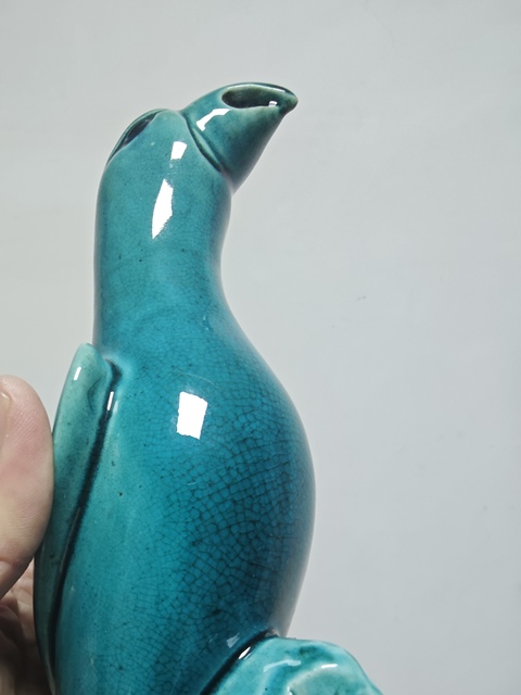 古玩陶瓷孔雀藍釉鸚鵡鳥擺件拍賣，當前價格6500元