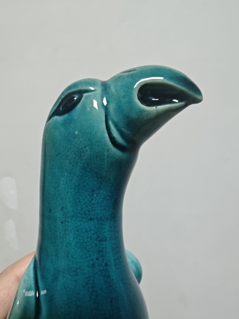 古玩陶瓷孔雀藍釉鸚鵡鳥擺件拍賣，當前價格6500元