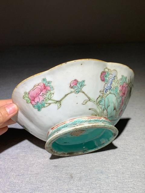 古玩陶瓷清·同治花鳥紋粉彩貢碗拍賣,當前價格1200元
