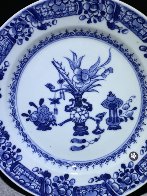 古玩陶瓷青花博古花卉紋盤拍賣，當前價格0元