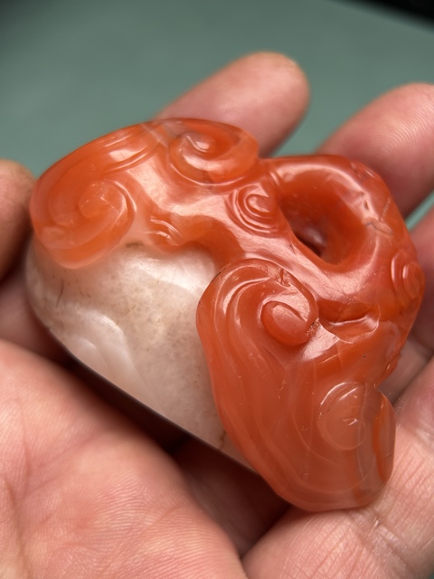 古玩玉器明代南紅如意拍賣,當(dāng)前價(jià)格38600元